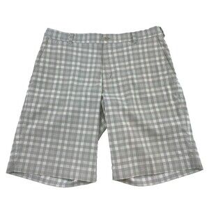 Nike Golf Shorts Gray White Plaid Dri-Fit Active Lightweight 452712 Mens 35